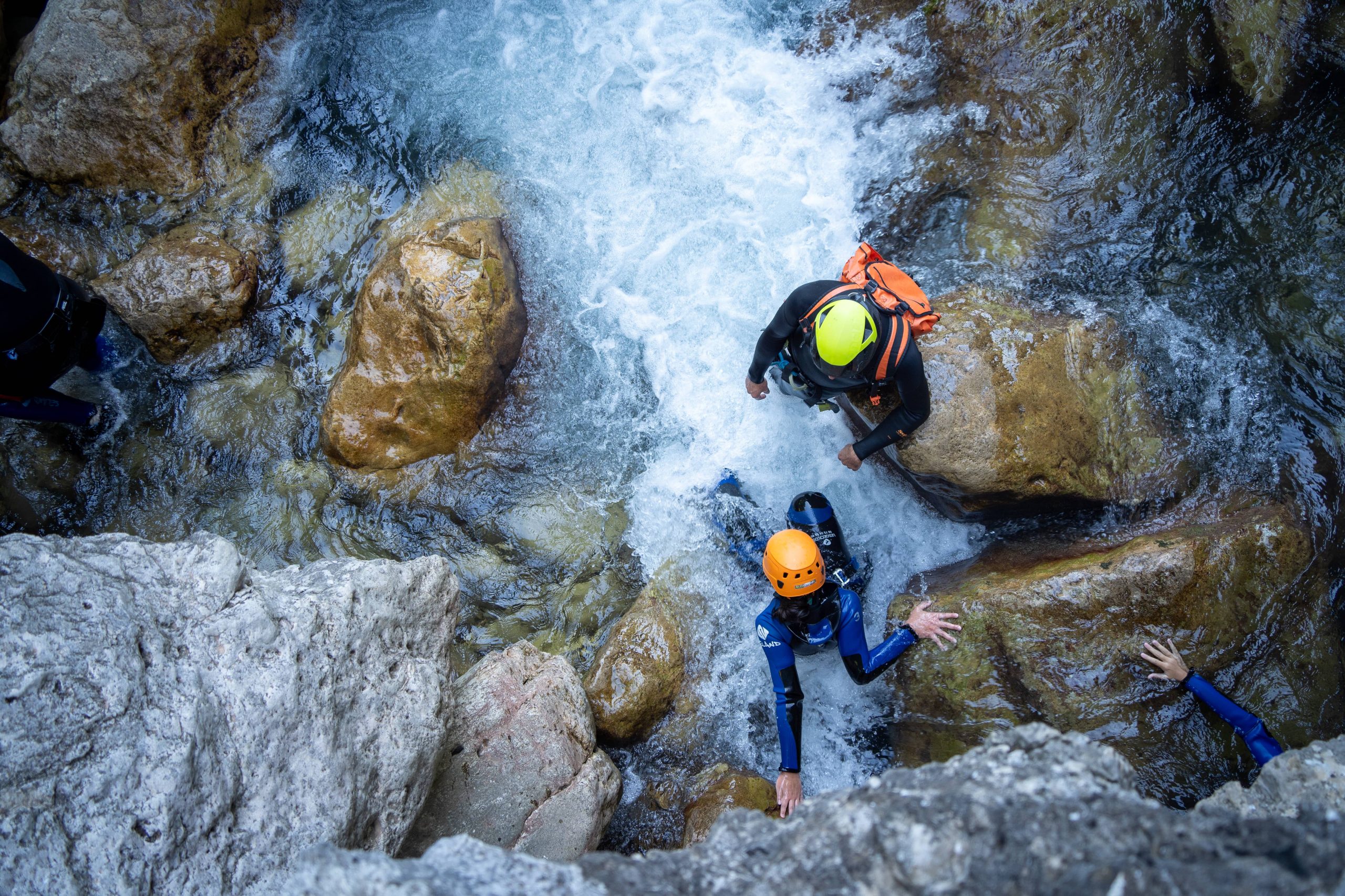 Canyoning adventurers at the creative summer camp