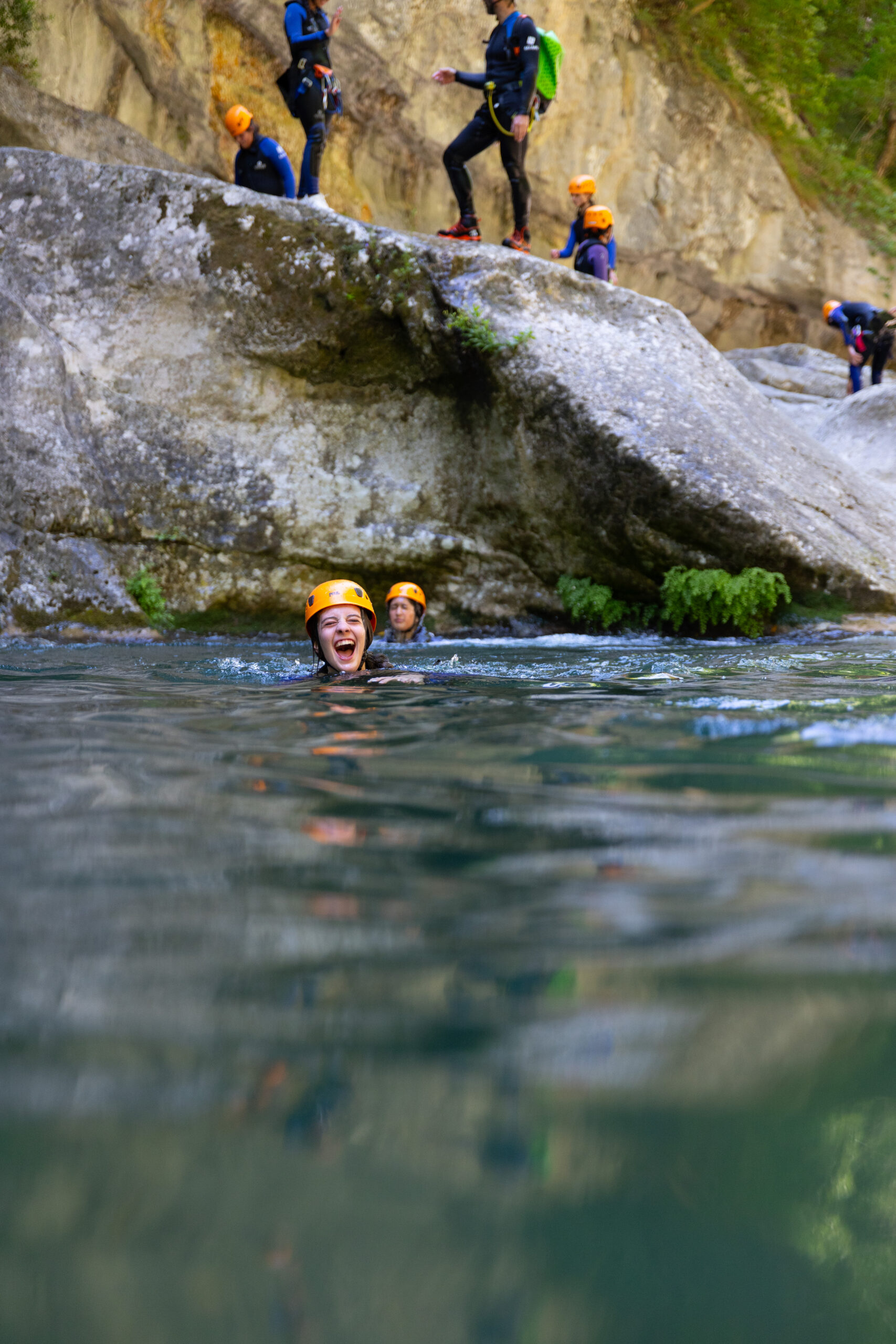 Students enjoying Canyoning in France and Switzerland